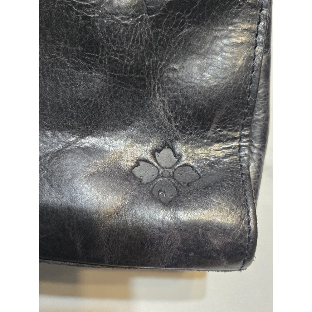 Patricia Nash Studded Distressed Glaze Calvi Satchel Black Leather Lined Zip Up